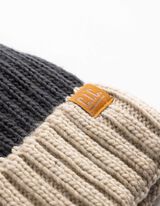 Muts met pompon - Strepen - Beige