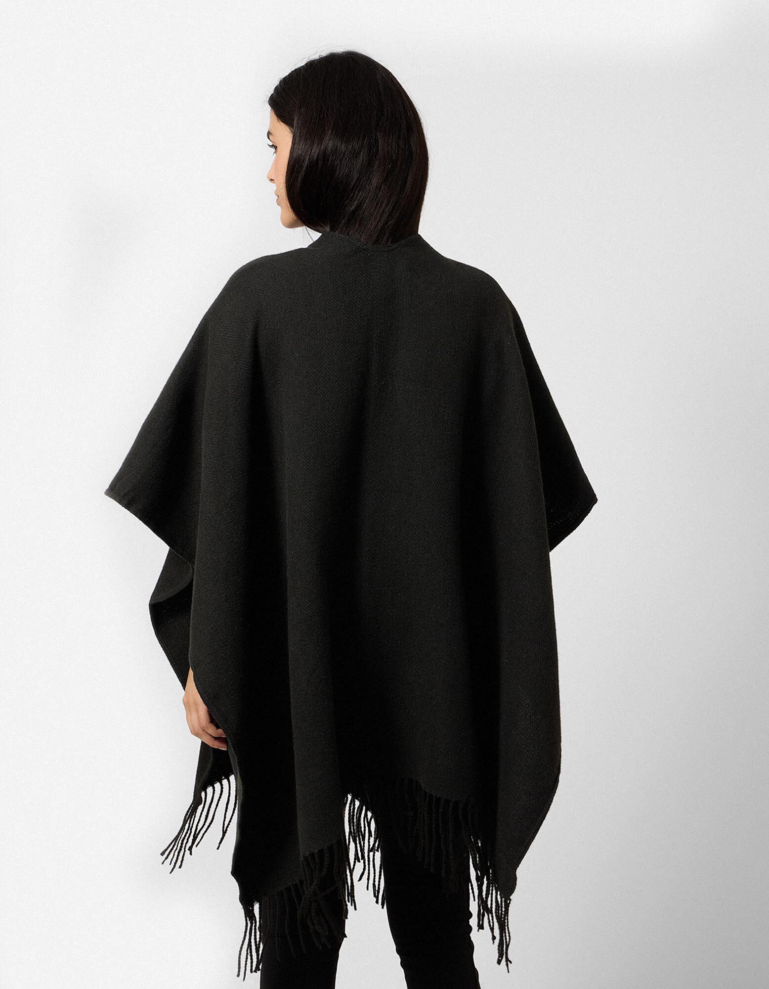 Poncho - Effen - Donkergrijs