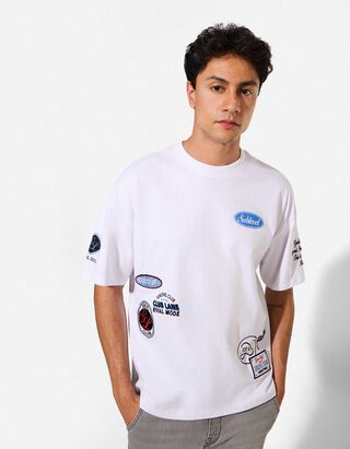 T-Shirt - Allover-Print - wei&szlig;