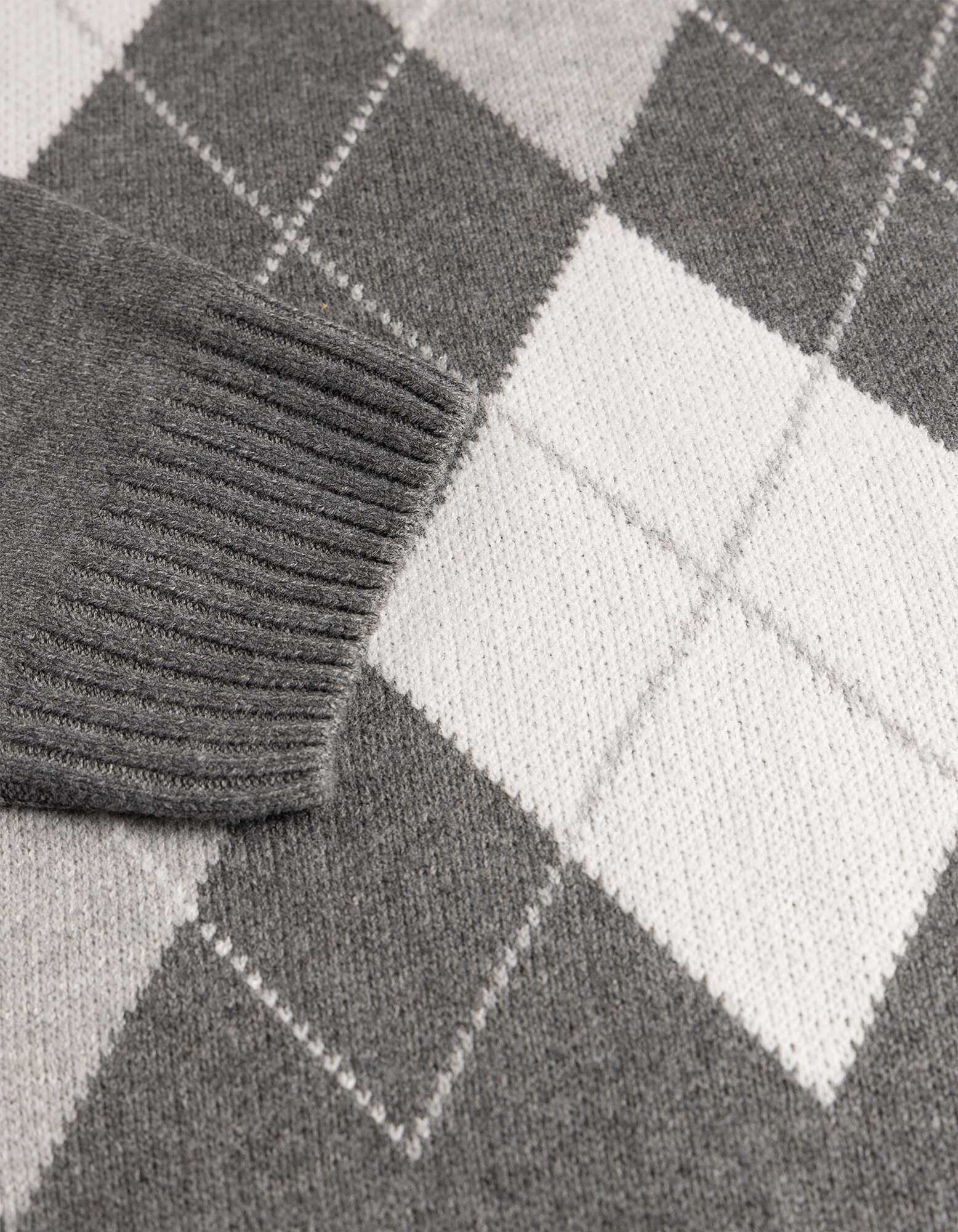 Pullover - Geometrisches Muster - Grau