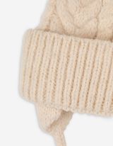 Set aus Mütze und Handschuhe - Zopfstrick - beige