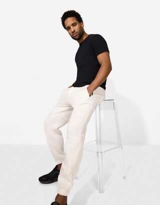 Jogger pants - Contraststrepen - wit