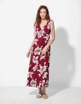 A-vonalú ruha - Virágmintás - mélyvörös