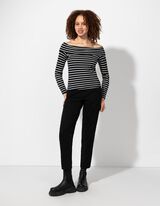 Langarmshirt - Carmen-Ausschnitt - schwarz