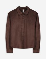Bluse - Wildlederimitat - dunkelbraun