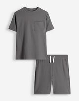 Set aus T-Shirt und Hose - Gerippt - dunkelgrau