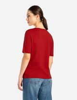 T-shirt - Broderies - Rouge foncé