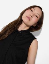 blousetop - Linnenlook - zwart