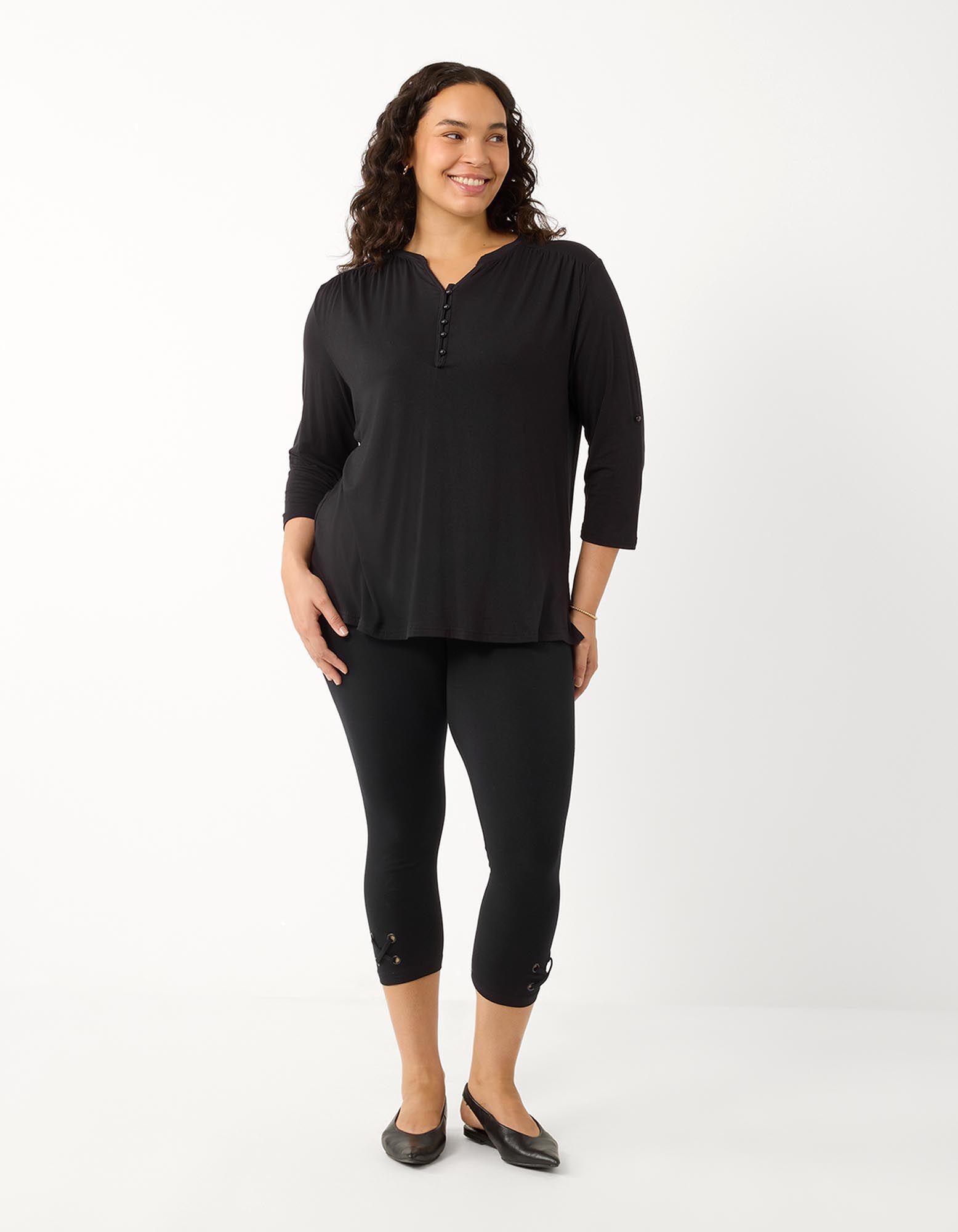 Blusenshirt - Viskose-Mix - Schwarz