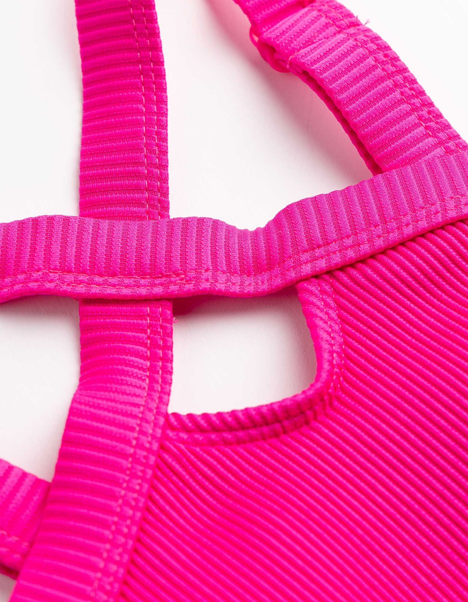 Ensemble haut de bikini et slip de bikini - Mati&egrave;re structur&eacute;e - rose