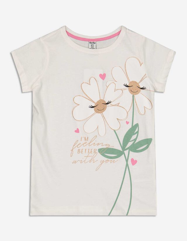 T-shirt - Stampa glitterata - bianco