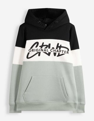 Hoodie - Kleur blokkering - Kaki