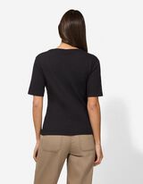 T-Shirt - Rippenstruktur - schwarz