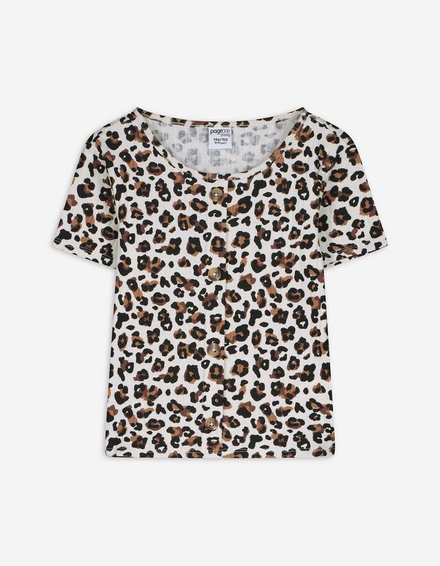 T-Shirt - Leopardenmuster - weiß