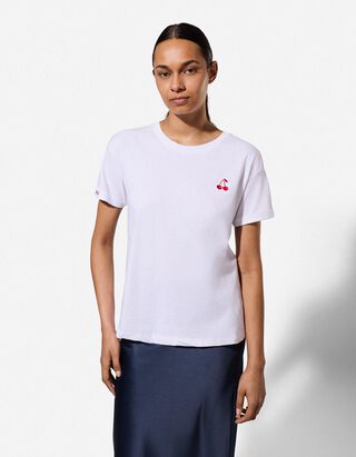 T-Shirt - Stickereien - wei&szlig;