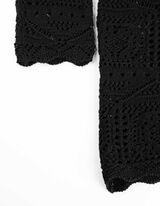 Cardigan lungo - Maglia traforata - nero