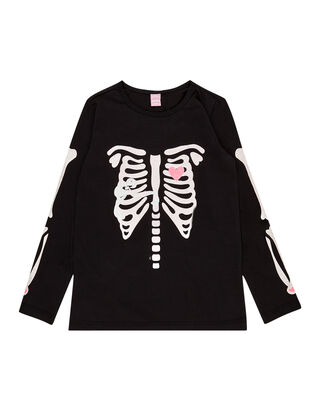 M&auml;dchen Longsleeve mit Skelett-Print 