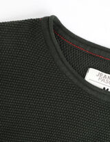 sweter - zwijane krawędzie - ciemny zielony