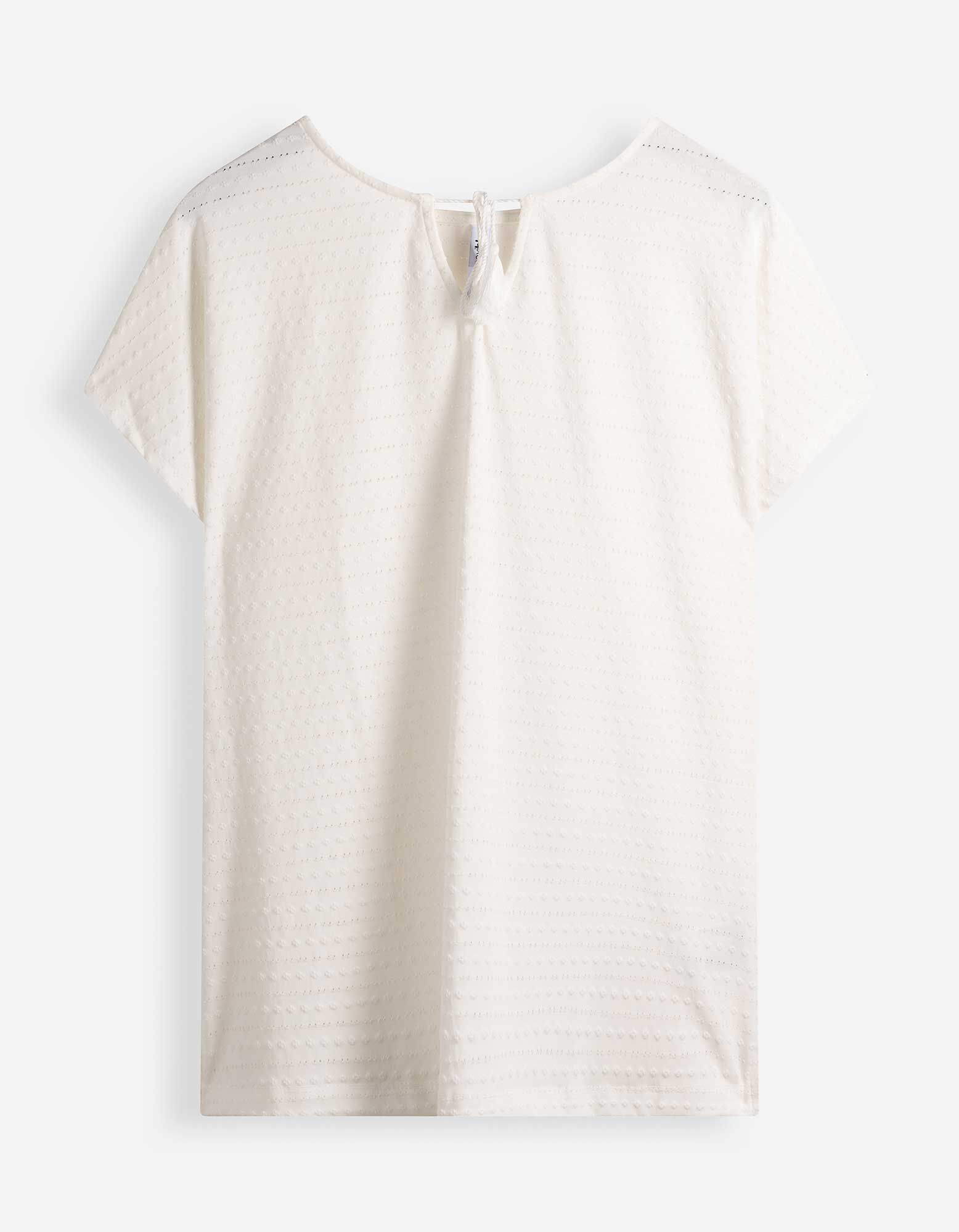 Blusenshirt - Material-Mix - Off-White