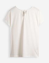 Blusenshirt - Material-Mix - Off-White