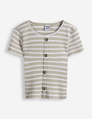 T-shirt - Strepen - turkoois