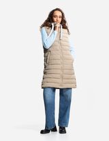 Dlhá vesta - Kapucňa s tunelovým sťahovaním - bezova