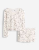 Pigiama completo (maglia + shorts) - Motivo allover - bianco