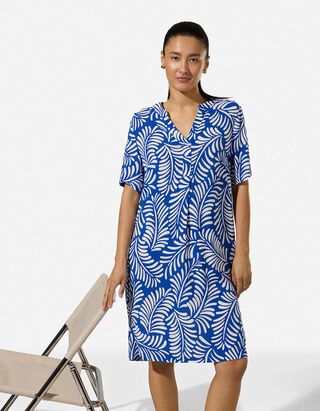 Kleid - Allover-Print - blau