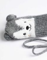 Fäustlinge - Stickereien - grau