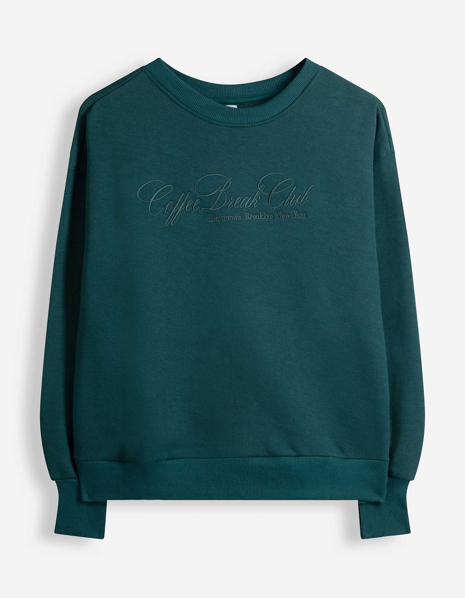 Sweatshirt - Ballonmouwen - Petrolblauw