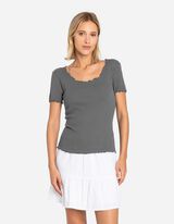 Tricou - Amestec de bumbac - Gri inchis