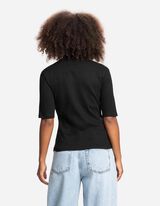 T-Shirt - Stehkragen - schwarz