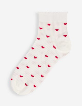 Socken - Herzen - wei&szlig;