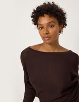 Strickpullover - Fledermaus&auml;rmel - Dunkelbraun