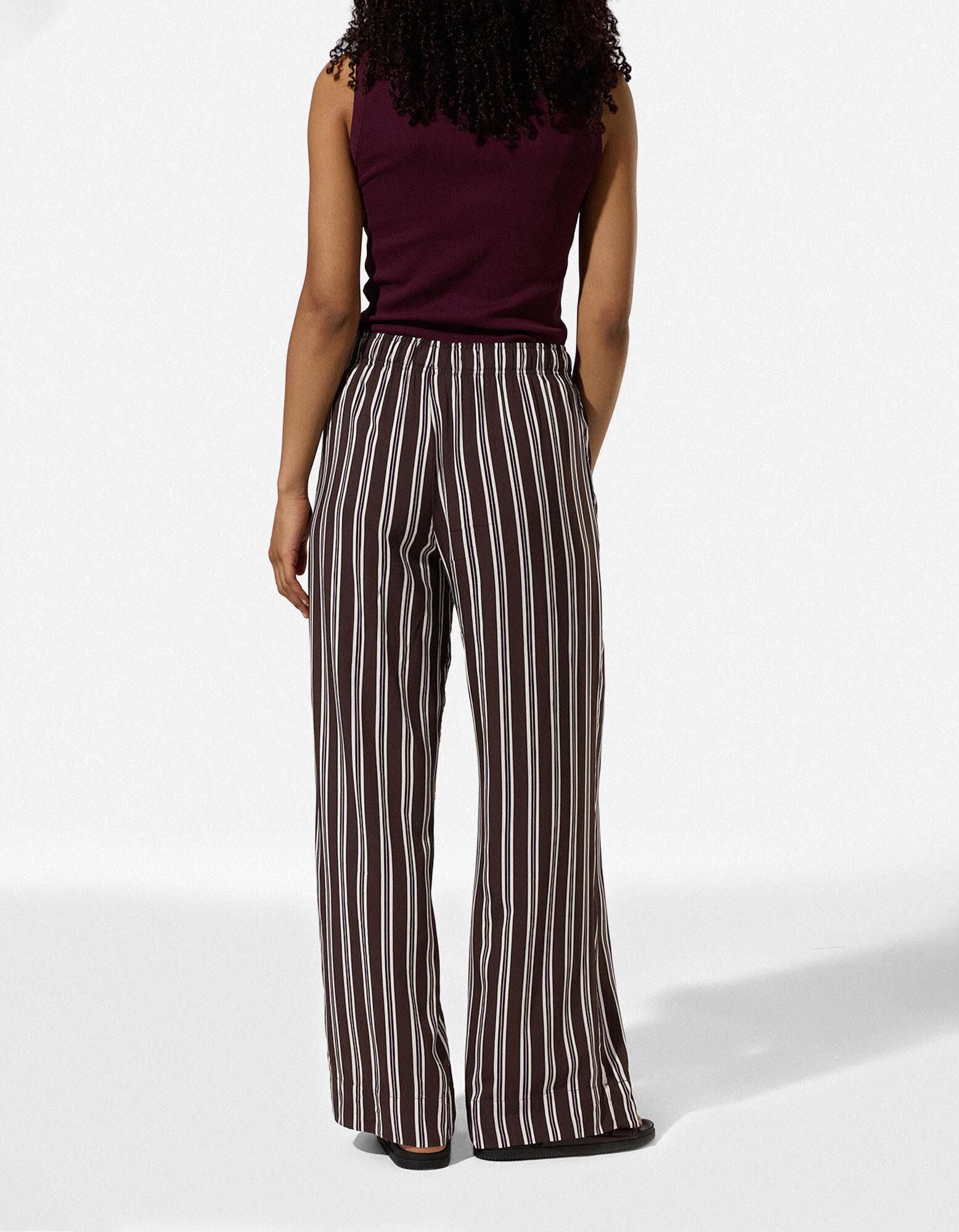 Pantalon palazzo - Viscose - brun fonc&eacute;