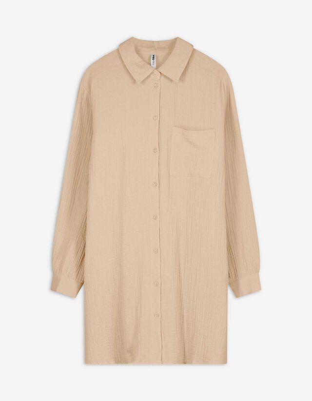 Bluse - Hemdkragen - beige