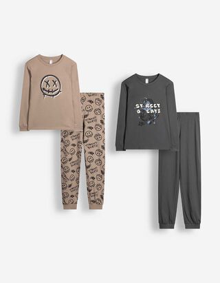 Pyjama Set aus Sweatshirt und Hose - 2er-Pack