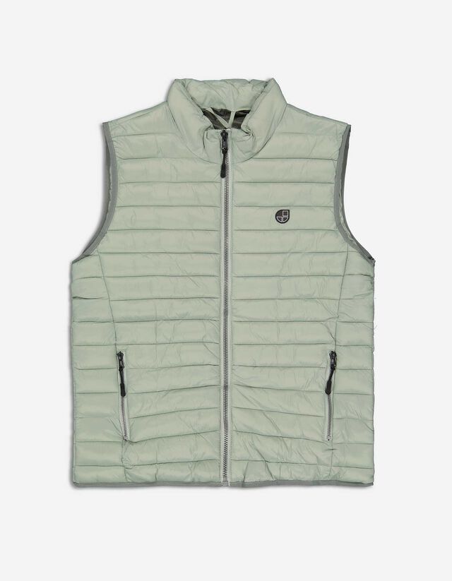 Vestă matlasată - Patch de etichetă - Verde deschis