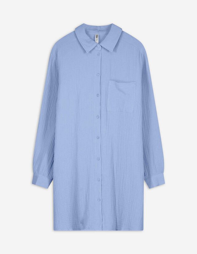 Bluse - Hemdkragen - blau