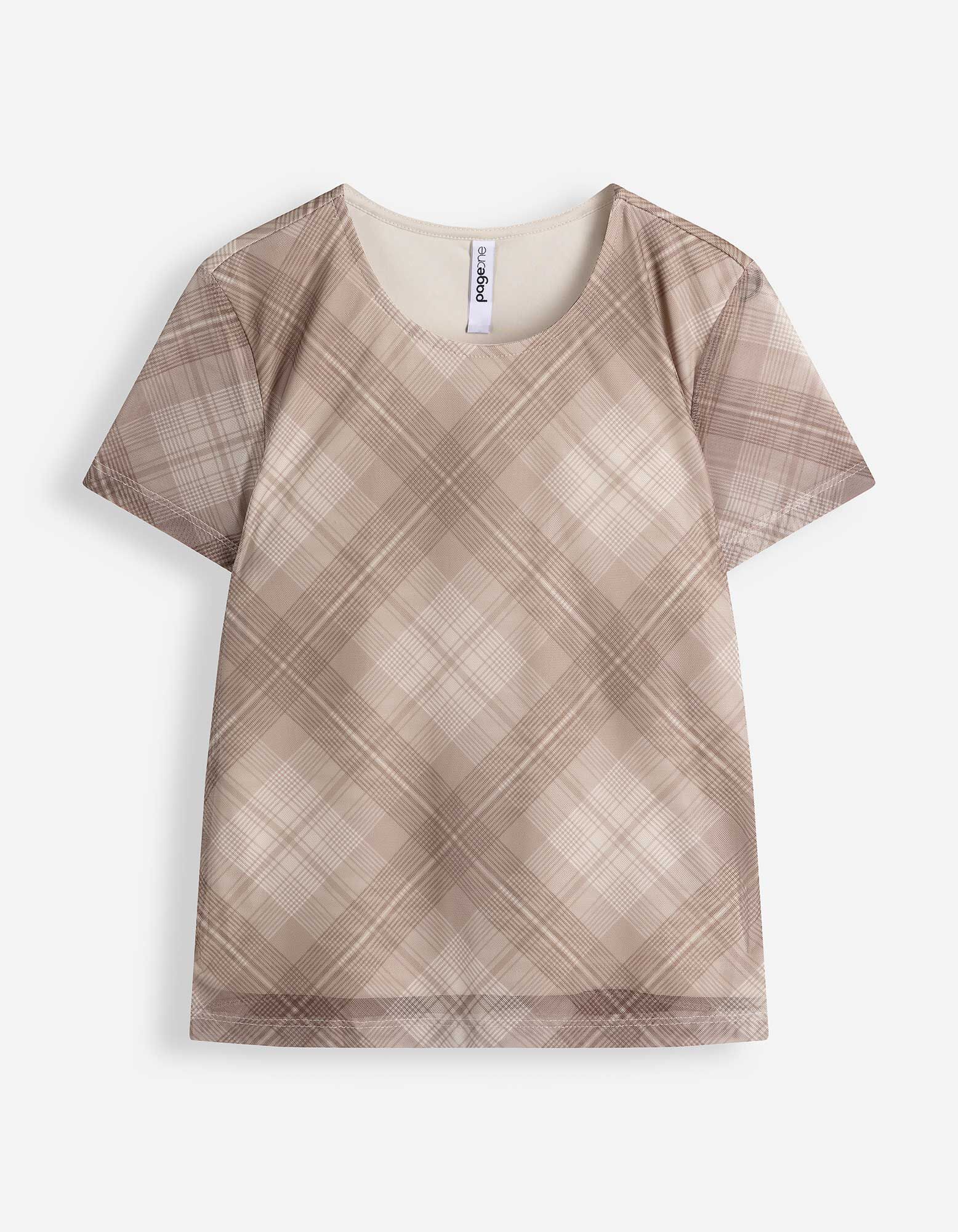T-Shirt - Karomuster - Braun