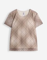 T-Shirt - Karomuster - Braun
