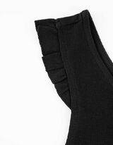 Top - Mâneci cu volane - Negru