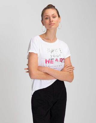 T-shirt - Viscose m&eacute;lang&eacute;e - blanc