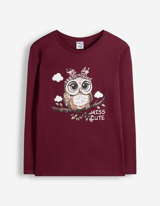 Longsleeve - Voorkantprint - Bessenrood