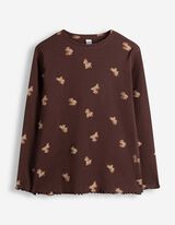 Longsleeve - Geribde structuur - bruin