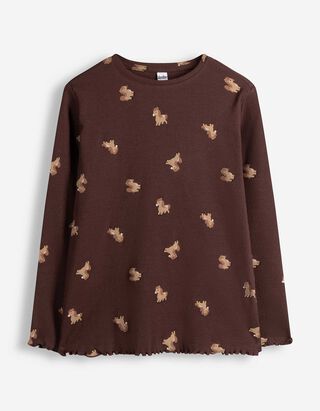 Longsleeve - Geribde structuur - bruin