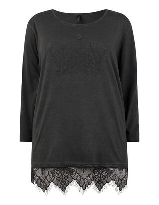 Damen Shirt mit Spitzenbesatz