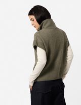 Top in maglia - Zip - Cachi