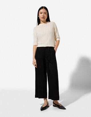 Culotte - Leinen-Optik - schwarz