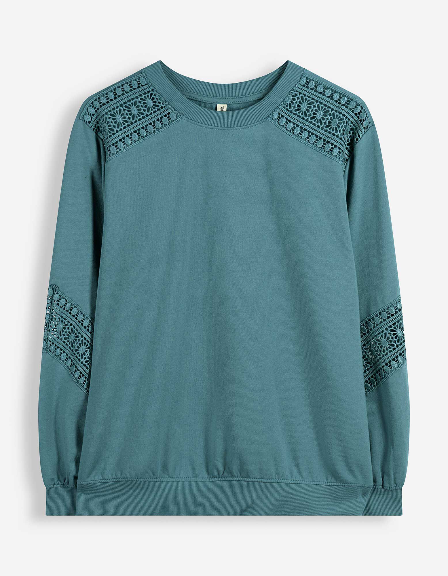 Sweatshirt - Metallic-Details - Petrol